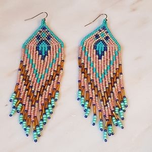 Ukrainian New Extra Large Bohemian Beaded Hippy Earrings